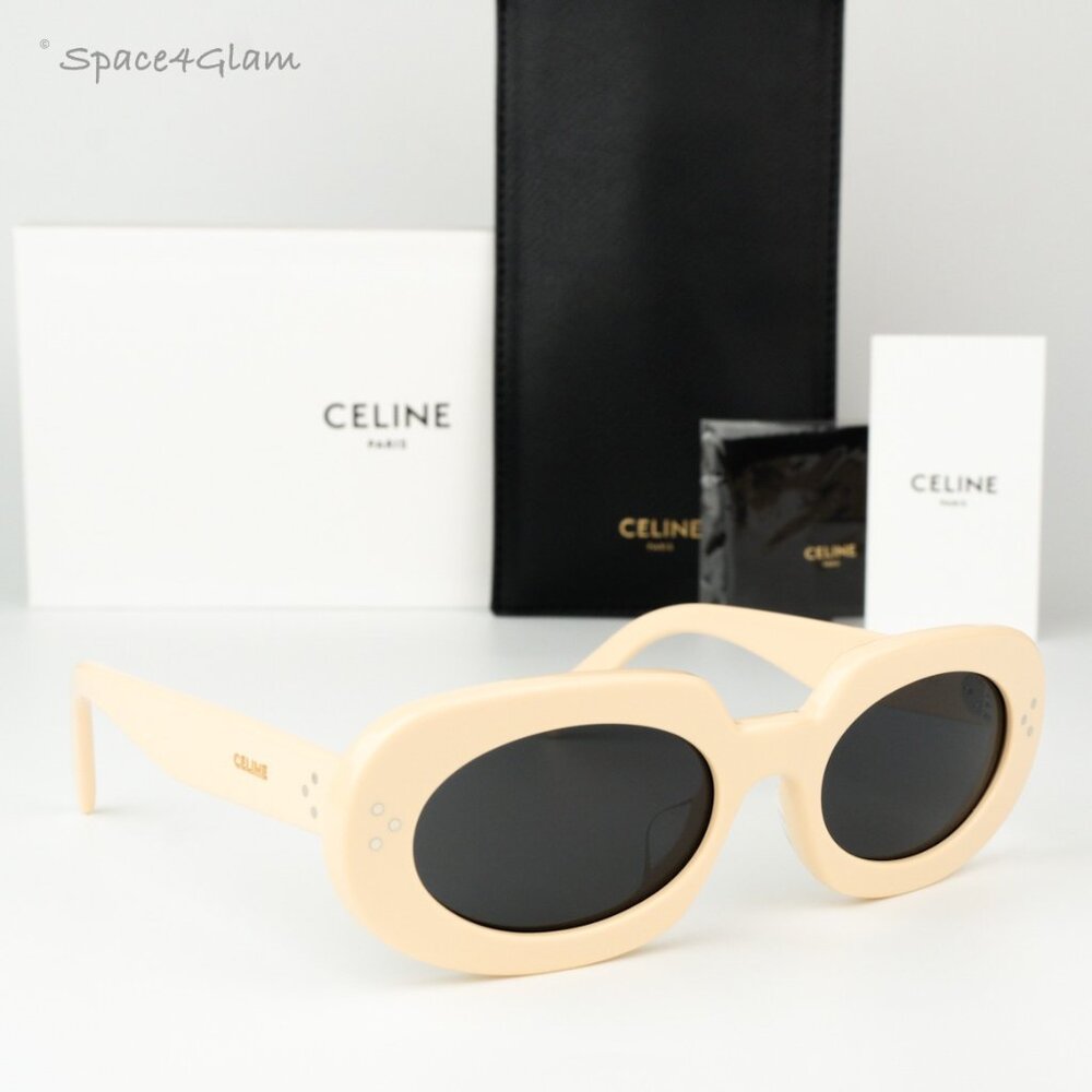 Celine Women Sunglasses Shiny Ivory Grey Geometric CL40276U 3 DOTS 25A BRAND NEW